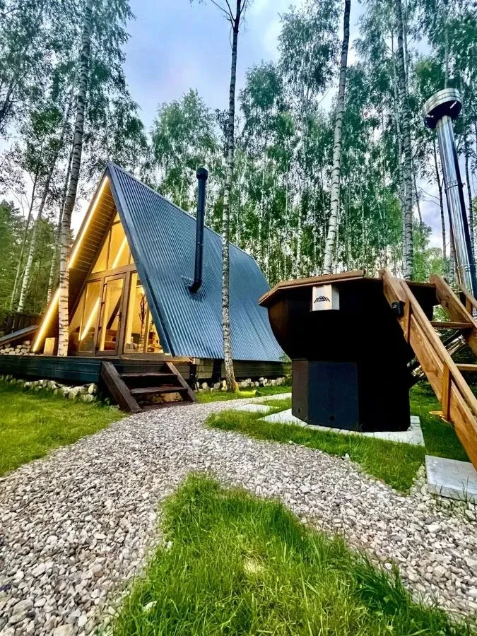 tariff ДОМ В СТИЛЕ A-FRAME Баня и чан на территории